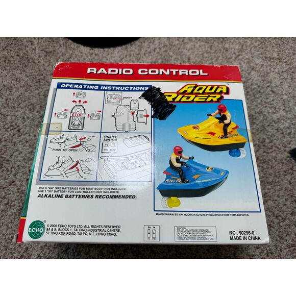 Vintage Jet Ski;  AQUA RIDER w/ Remote; Original Box from K.B. Toys, Teal; 80's - Picture 14 of 15